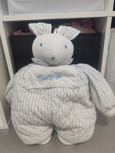 Doudou lapin rayé - doudou, bleu